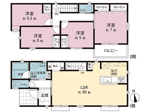 新築戸建 相模原市緑区二本松２丁目 京王相模原線橋本駅 3,480万円