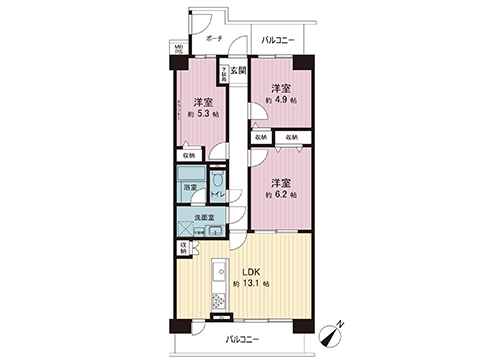 南林間ハイライズ 間取り図