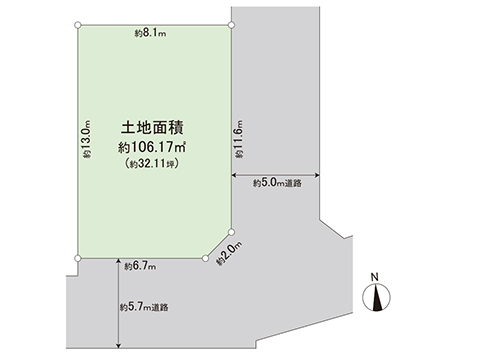 土地 西東京市谷戸町３丁目 西武池袋線ひばりヶ丘駅 4,580万円