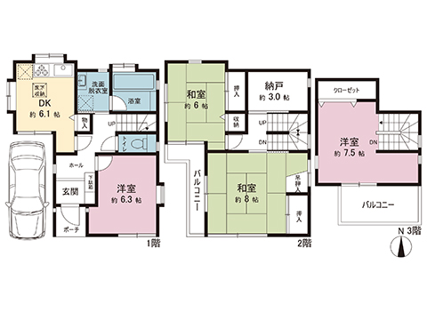 中古戸建 さいたま市北区日進町２丁目 JR川越線日進駅 3,280万円