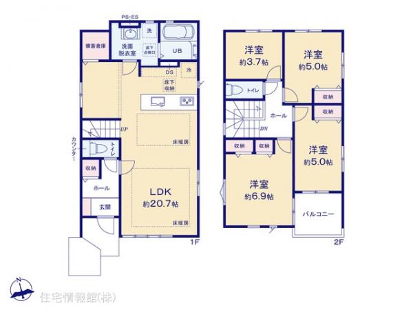 新築戸建 東京都西東京市向台町６丁目 西武新宿線花小金井駅 6,599万円