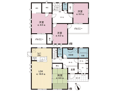 下野市烏ケ森２丁目 戸建 間取り図