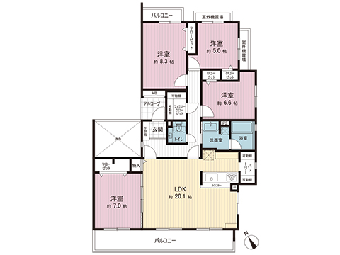 中古マンション 八王子市下柚木３丁目 京王相模原線南大沢駅 3,998万円