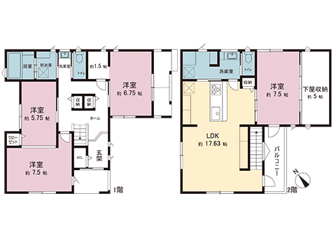 新築戸建 大和市下鶴間 東急田園都市線つきみ野駅 7,180万円