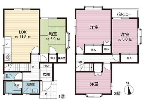 川越市大塚２丁目 中古戸建 間取り図