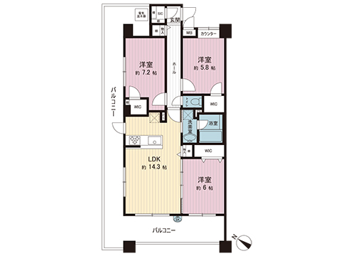 中古マンション 大和市下鶴間２丁目 小田急江ノ島線鶴間駅 3,798万円