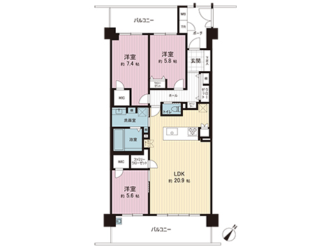 中古マンション 八王子市松木 京王相模原線京王堀之内駅 4,890万円