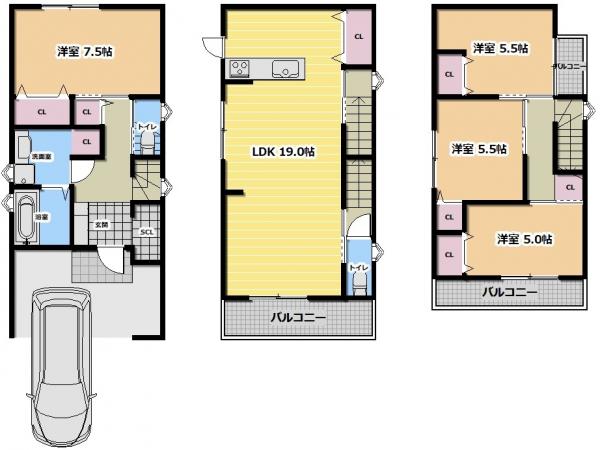新築戸建 交野市郡津5丁目 京阪交野線郡津駅 2,880万円