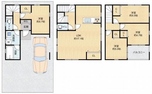 新築戸建 守口市寺方錦通４丁目2-30 大阪メトロ長堀鶴見緑地線鶴見緑地駅 4,480万円