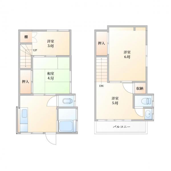 神奈川県川崎市川崎区小田　中古戸建 間取り図