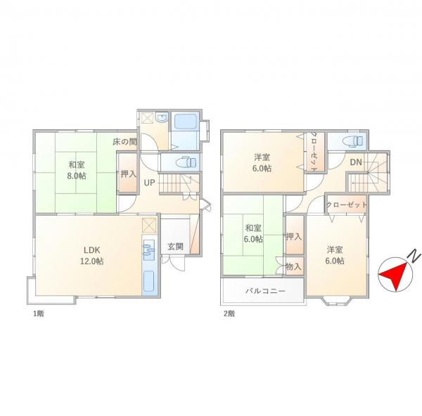 小学校の近い家。車も2台停められます。 間取り図