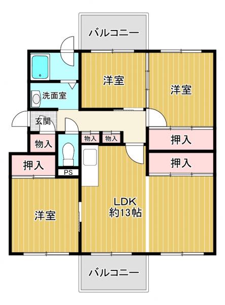 柏丘団地Ｂ-３号棟 間取り図 