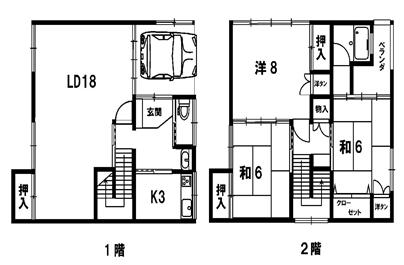 篠田3丁目　売家 間取り図 