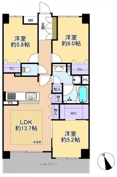 中古マンション 練馬区高野台１丁目 西武池袋線練馬高野台駅 7,280万円