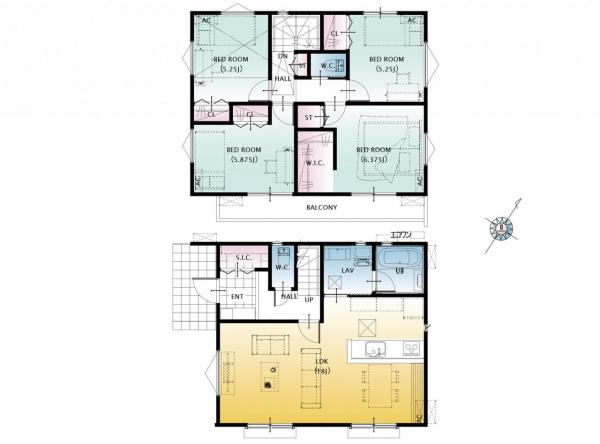 狭山市鵜ノ木　新築分譲住宅全3棟 間取り図 