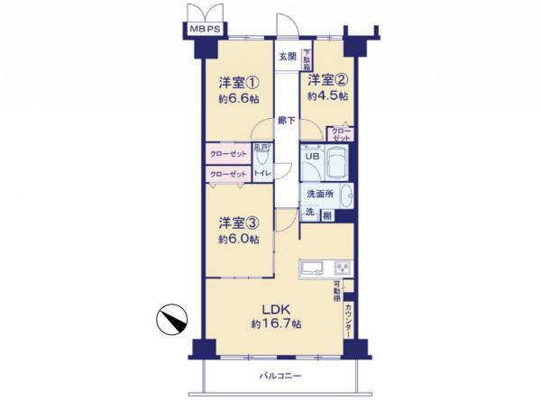 中古マンション 所沢市向陽町 西武新宿線新所沢駅 3,280万円