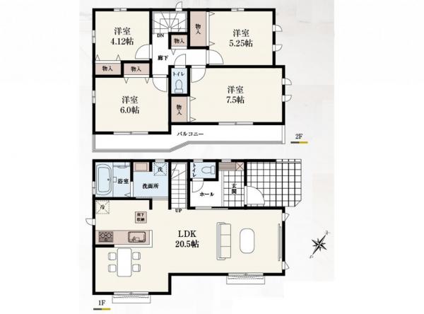 新築戸建 所沢市東所沢３丁目 JR武蔵野線東所沢駅 4,590万円