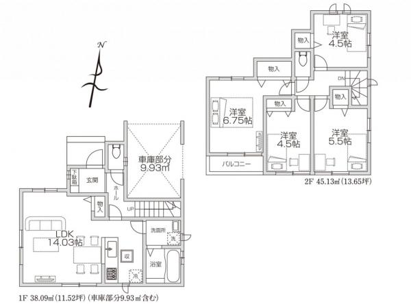 新築戸建 所沢市大字山口 西武池袋線西所沢駅 3,090万円