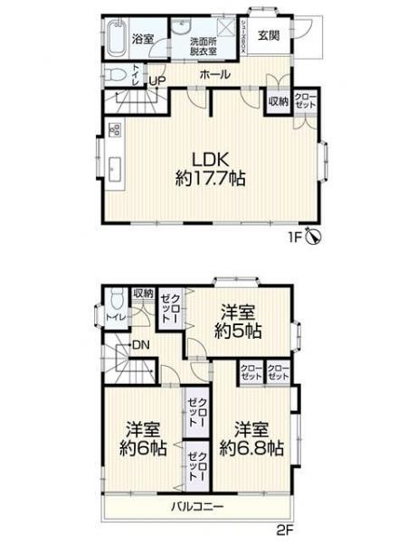 所沢市上新井2丁目　中古戸建 間取り図 