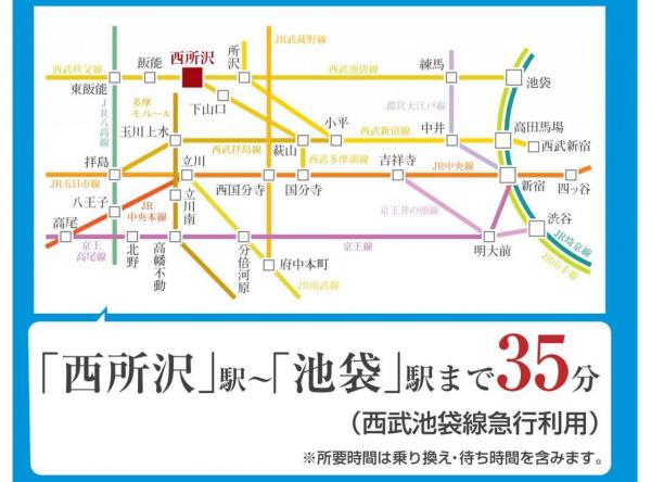 所沢市西所沢2丁目　新築分譲住宅全1棟 路線図 