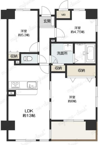 中古マンション 所沢市北所沢町 西武新宿線新所沢駅 2,790万円