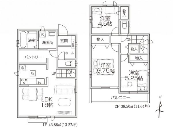 新築戸建 所沢市中新井４丁目 西武新宿線新所沢駅 3,490万円