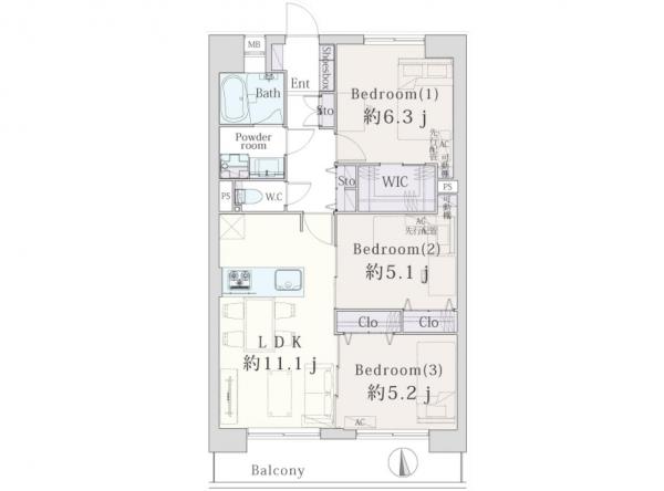 中古マンション 所沢市中新井３丁目 西武新宿線新所沢駅 1,880万円
