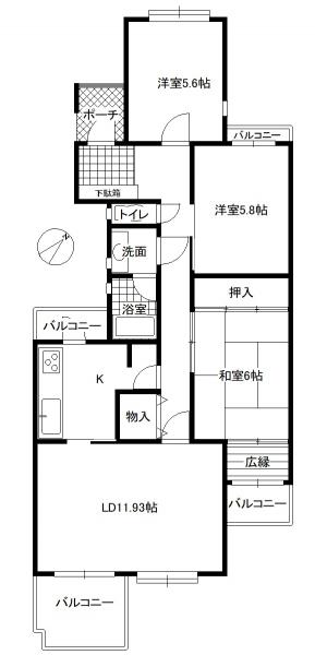 佐鳴湖パークタウン6号棟 間取り図 