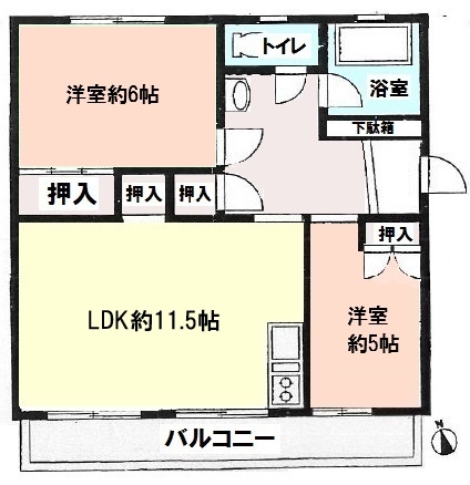 コーポ内田橋4階 間取り図 