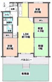 堀田サンハイツB棟1階 間取り図 