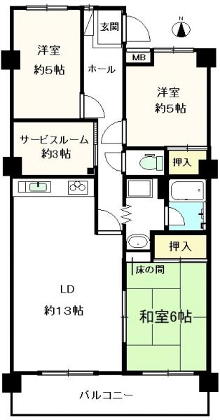 堀田サンハイツ　Ａ棟　11階 間取り図 