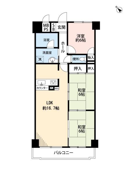 フジパレス中田 間取り図 