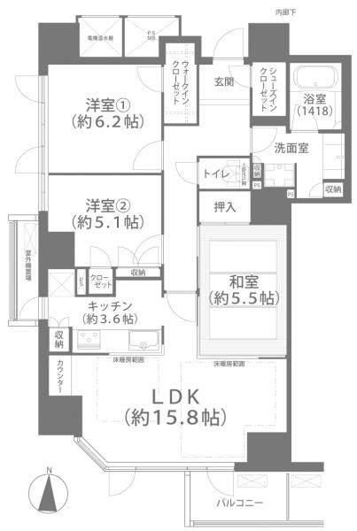 ライオンズタワー岡山表町 間取り図 