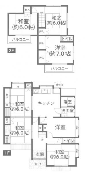 鴨方町鳩ケ丘二丁目　戸建て 間取り図 