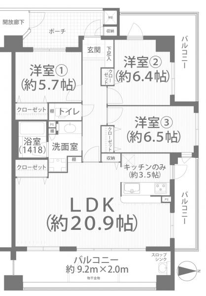 グラン・コート門田屋敷 間取り図 