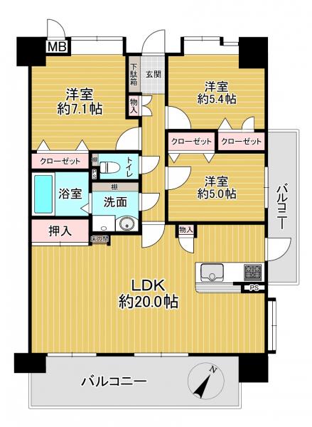 中古マンション 糟屋郡粕屋町大字仲原2511-11 JR篠栗線柚須駅 2,080万円