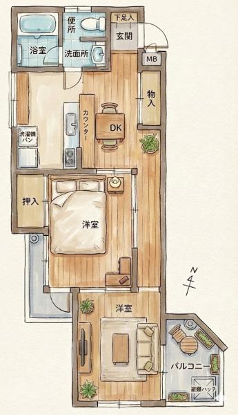 チェリベ輝国 間取り図 