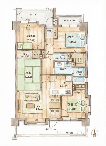アプローズちくし通り 間取り図 