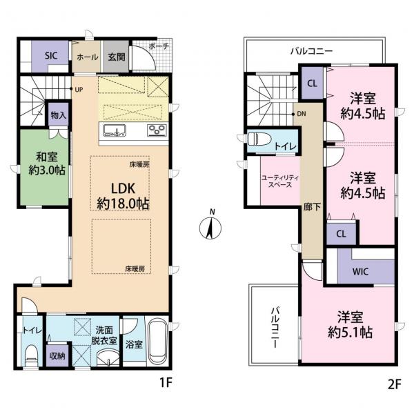 和白東１丁目築浅戸建 間取り図 