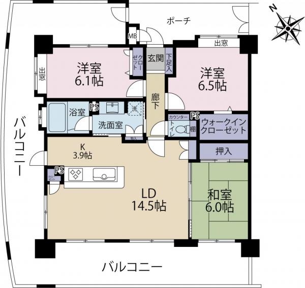 アルフィーネ新箱崎パークサイド 間取り図 