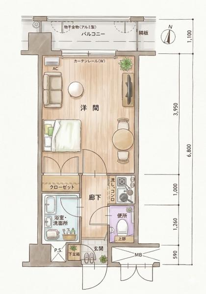 キャンパスシティ箱崎 間取り図 