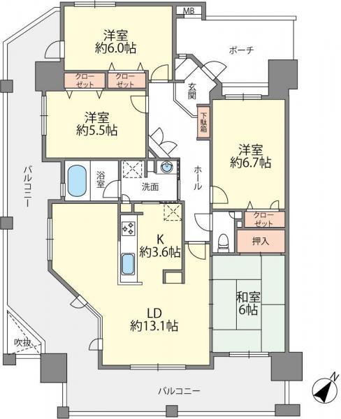 アンピール美しが丘2 間取り図 