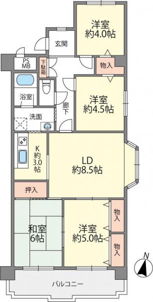 朝日プラザ長丘 間取り図 