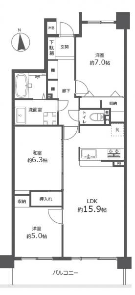 サンパーク薬師山　フルリフォーム済 間取り図 