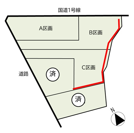 緑区有松三丁山　有松駅徒歩７分　全5区画　建築条件なし土地 全体区画図 