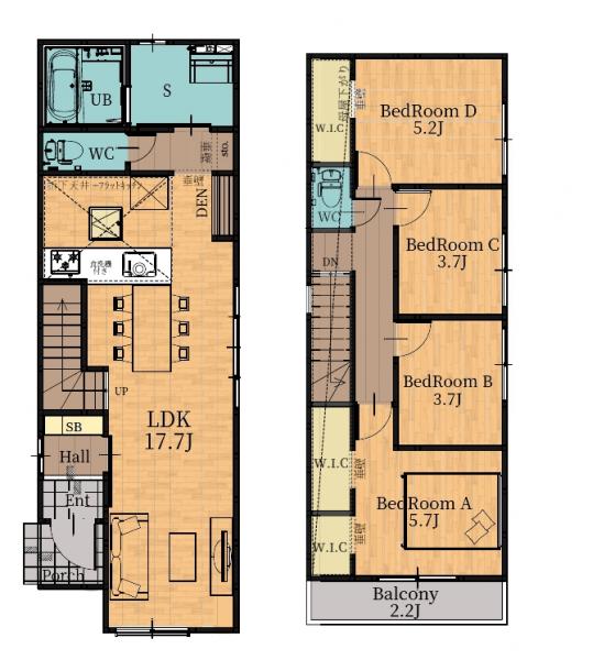 桃山2丁目　リビングアップ階段＋神沢駅徒歩10分の家　２号棟 間取り図 
