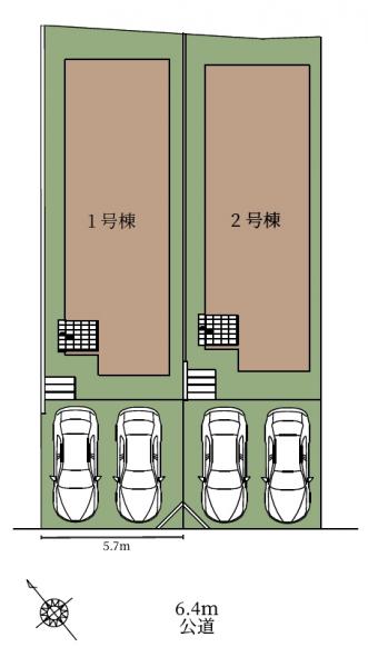 桃山2丁目　リビングアップ階段＋神沢駅徒歩10分の家　２号棟 全体区画図 