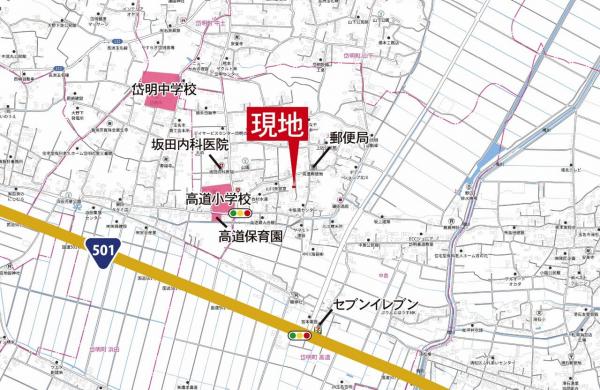 玉名市岱明町高道 現地案内図 