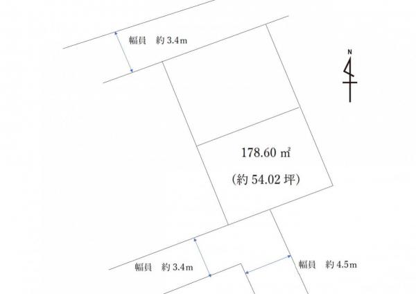 今市中学校より徒歩約５分　日光市荊沢　南側（土地） 区画図 