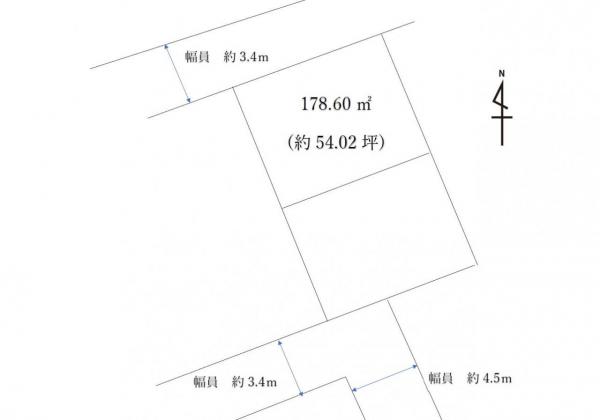 今市中学校より徒歩約５分　日光市荊沢　北側　（土地） 区画図 